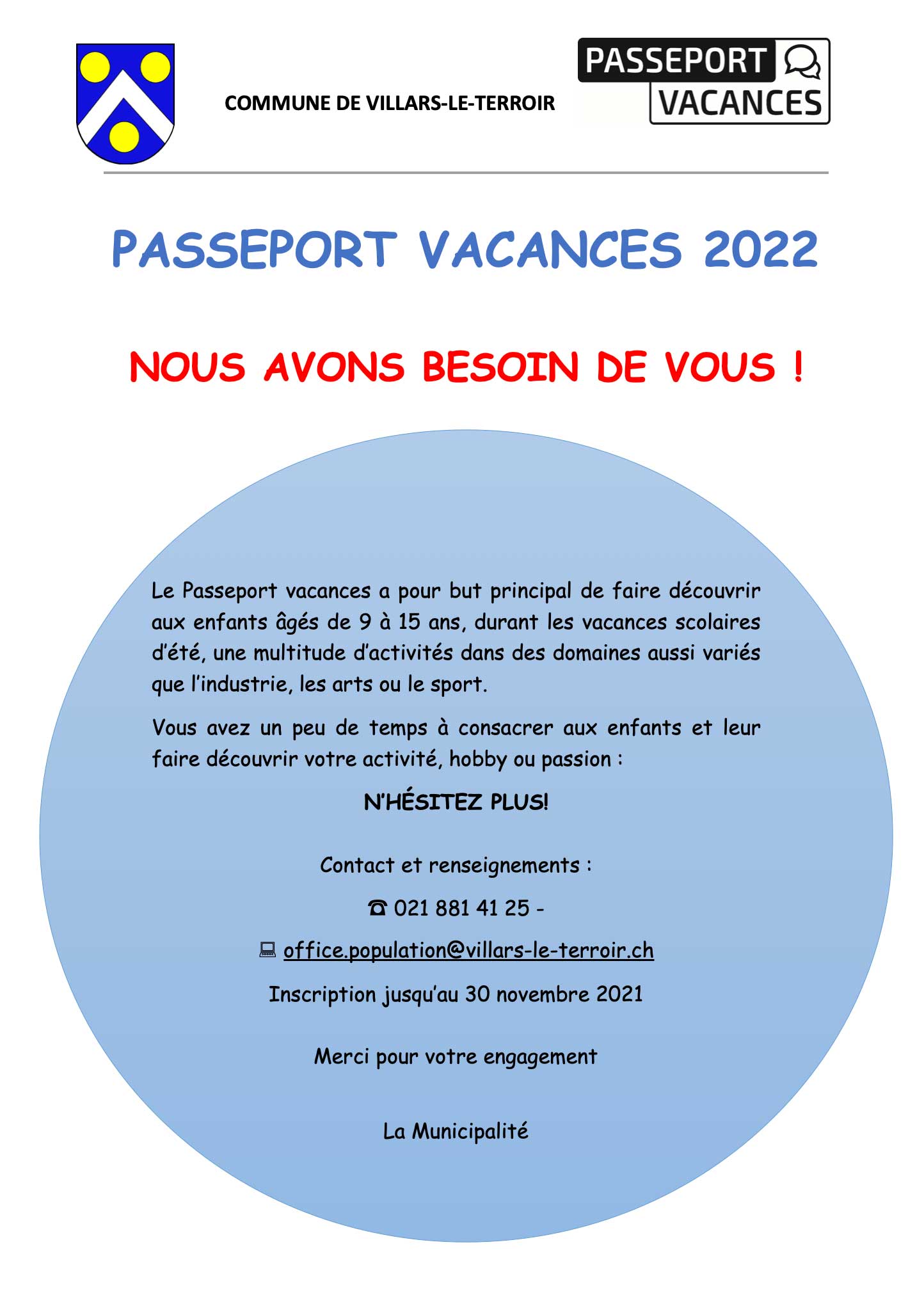 2021 recherche passeport vacances