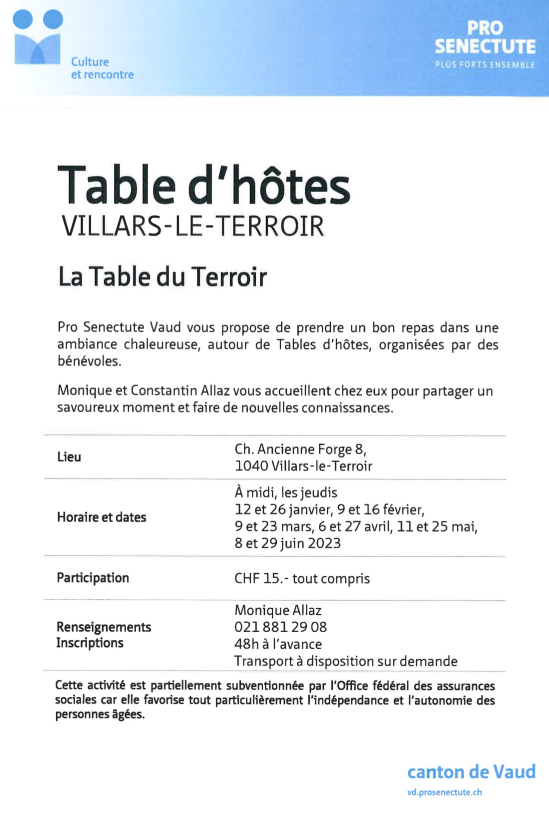 2023 table d hotes